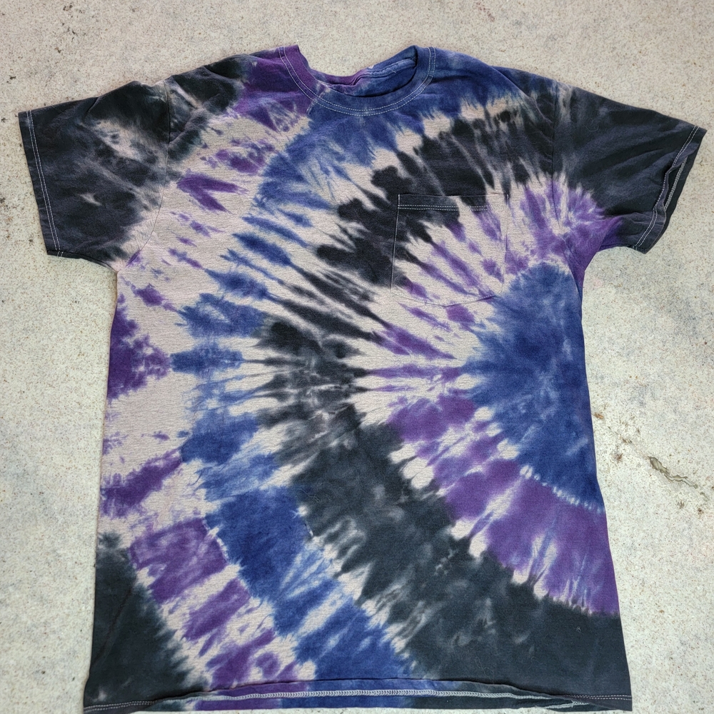 Purple and Black Tie-Dye T-Shirt - Large